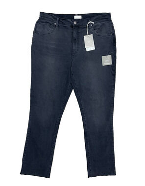 NWT Oliver Logan Womens 14 / 32 Jeans Crosby Relaxed Taper Black Raw Hem 31" Ins